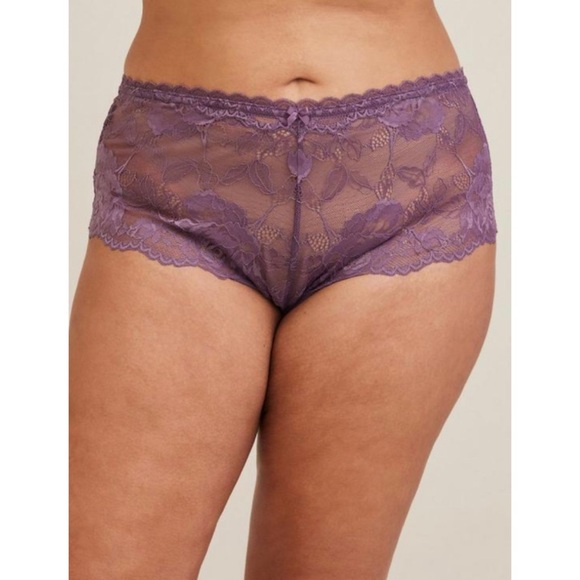 🆕 Floral Lace Cheeky Panty With Open Back Slit 1 1X 14 16 NWT Torrid New Purple - Picture 2 of 8